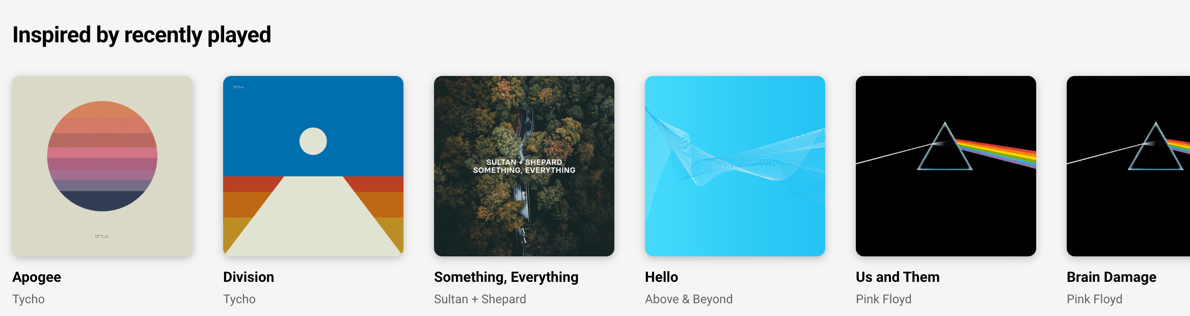 Inspired by recently played row on the Discover page