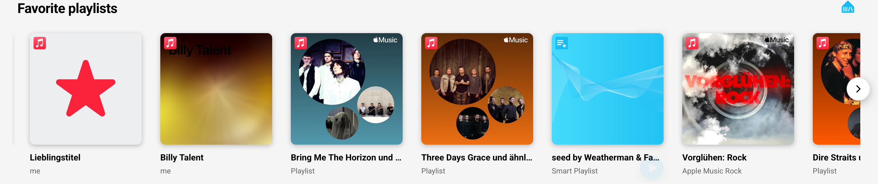 Favorite Playlists row on the Discover page