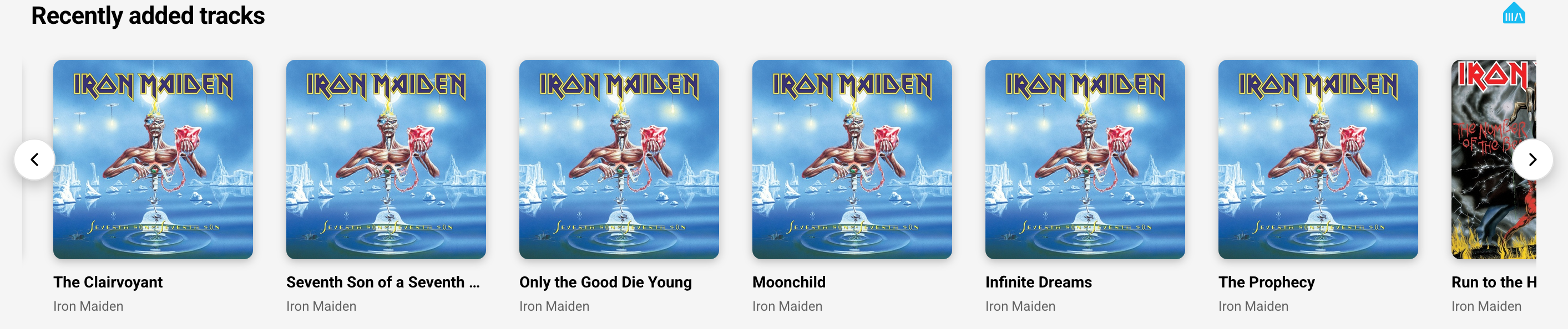Recently Added Tracks row on the Discover page
