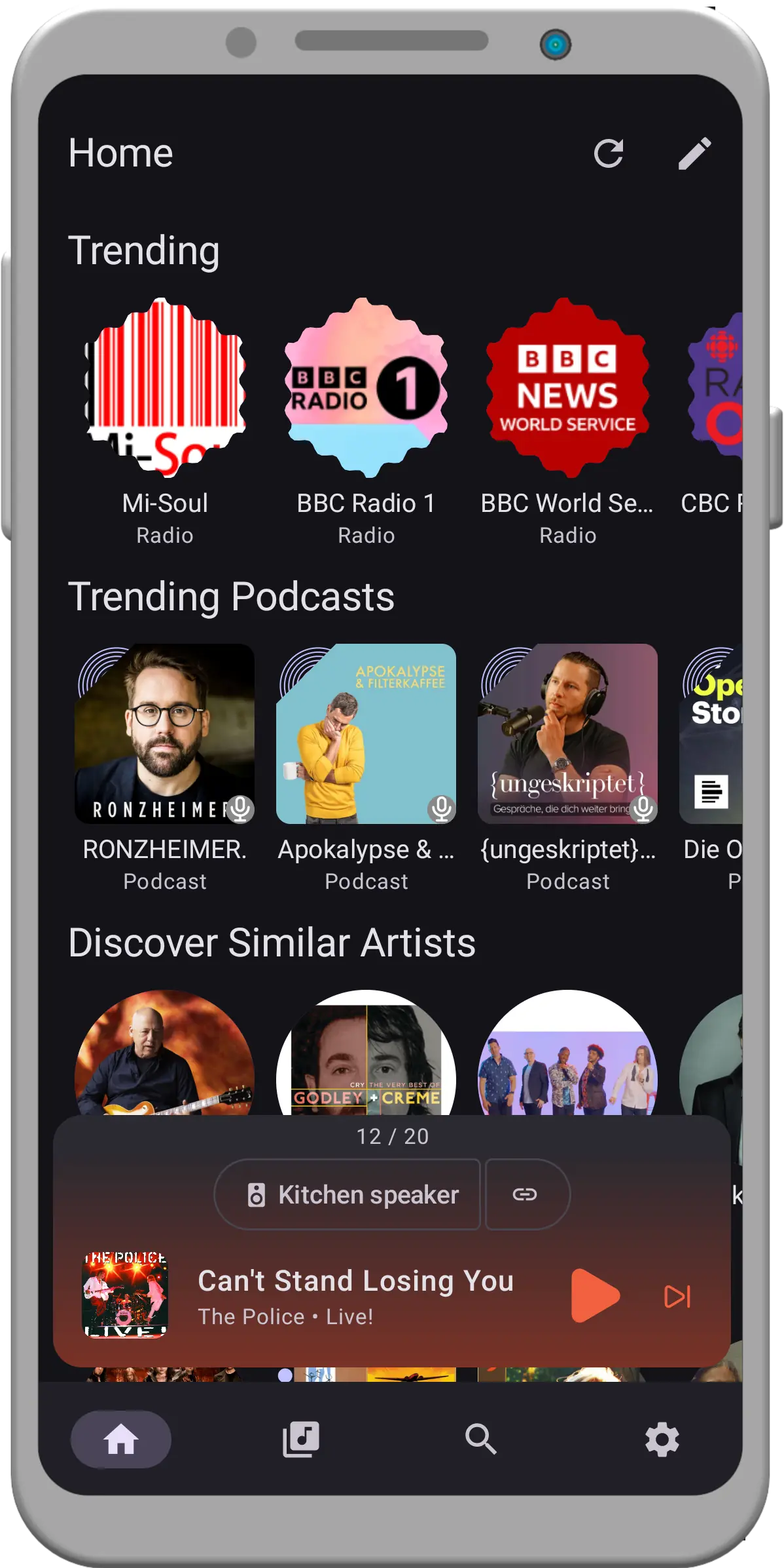 Music Assistant on mobile — screen 1